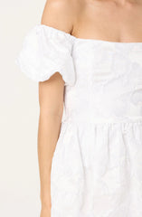 Lbruh Off Shoulder Floral Jacquard Bubble Dress