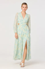 Inixyf Klarissa Floral Cutout Balloon Sleeve Maxi Dress