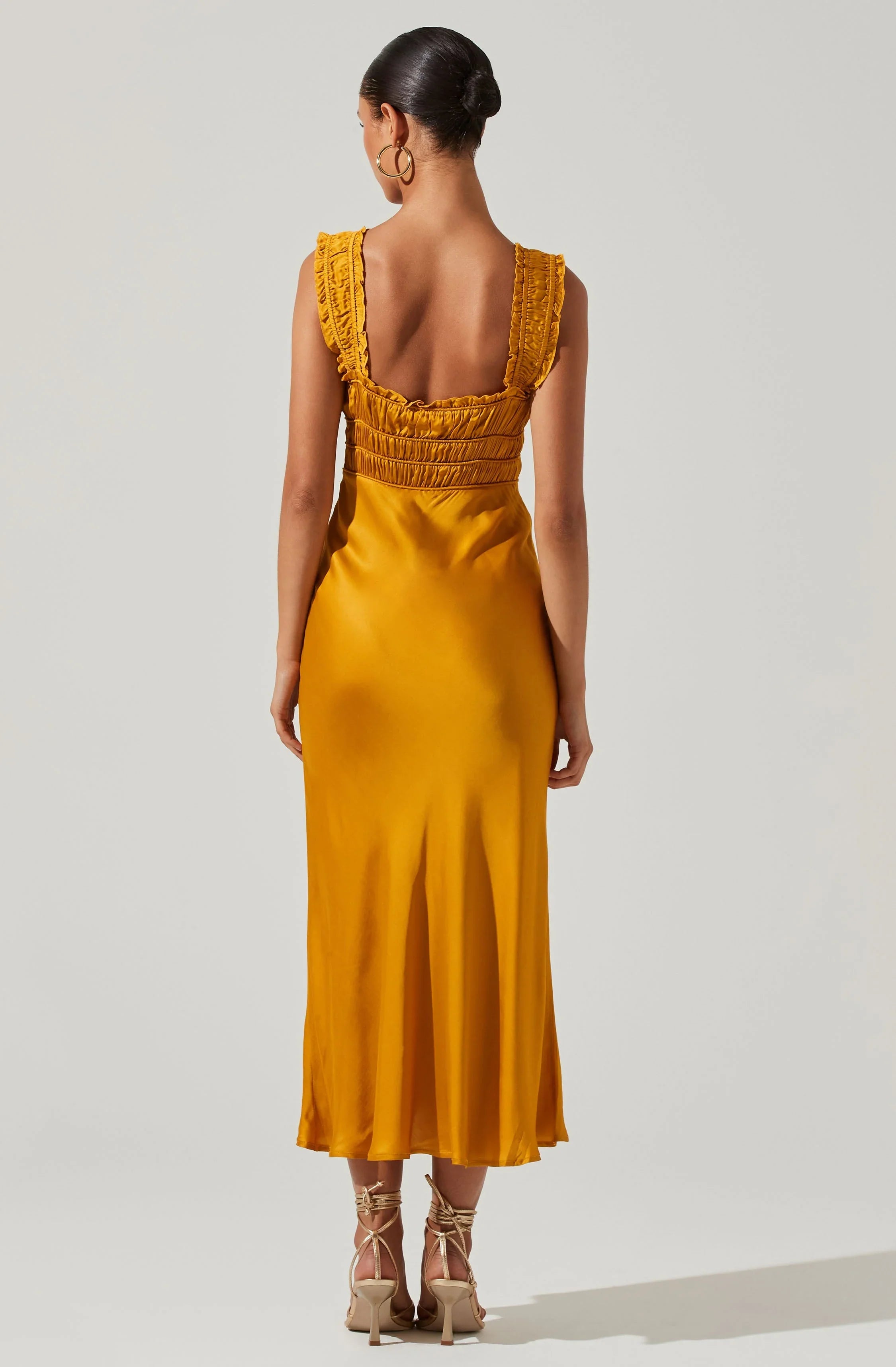 Lbruh Enola Satin Smocked Midi Dress