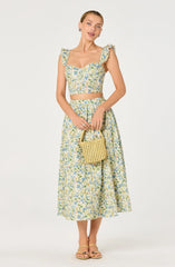 Inixyf Wylda Floral Gathered A-Line Midi Skirt