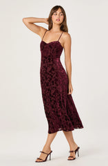 Lbruh Velvet Floral Burnout Bustier Midi Dress