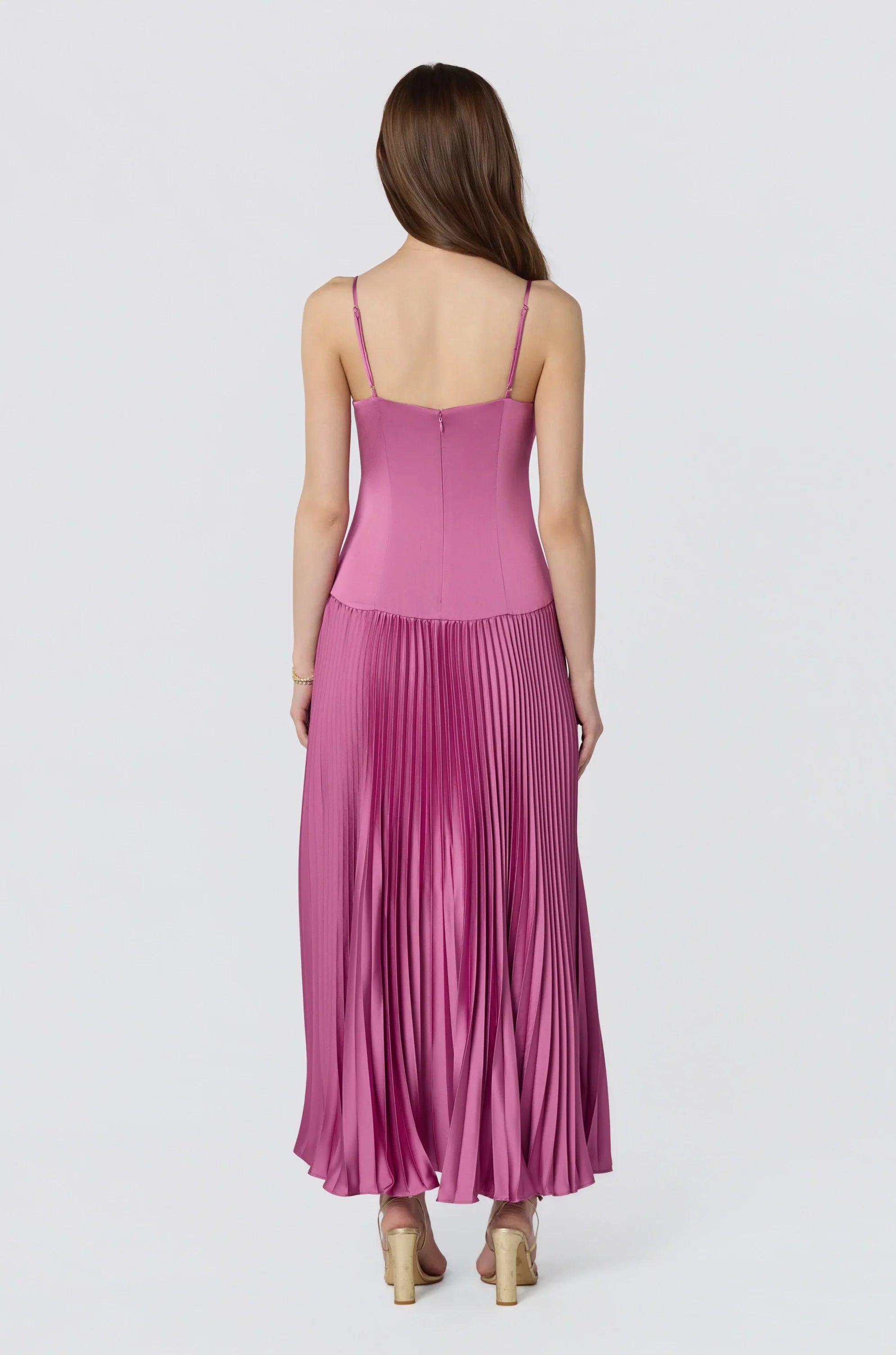 Inixyf Pleated Drop Waist Maxi Dress