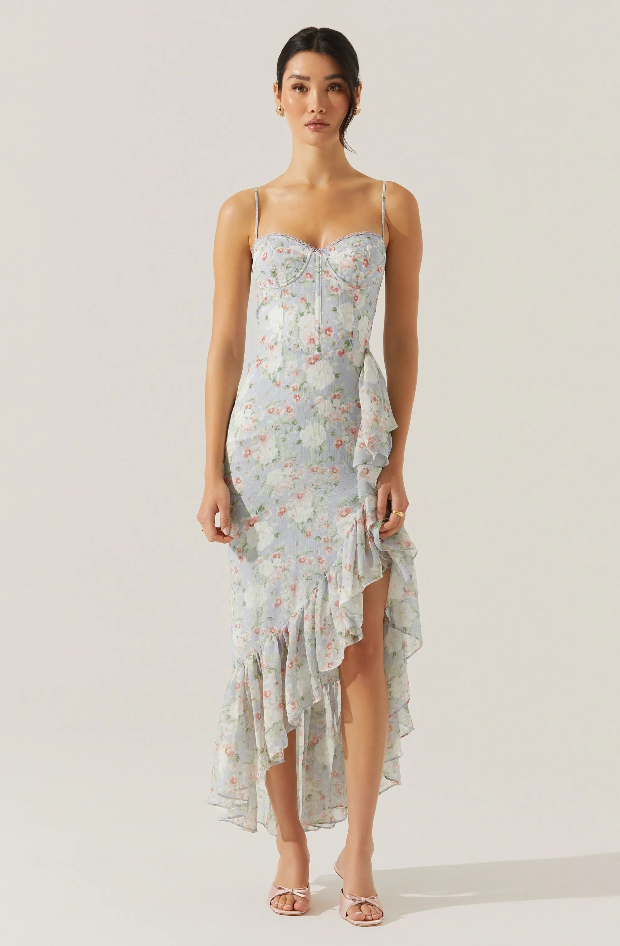 Lbruh Brisbane Asymmetrical Floral Midi Dress