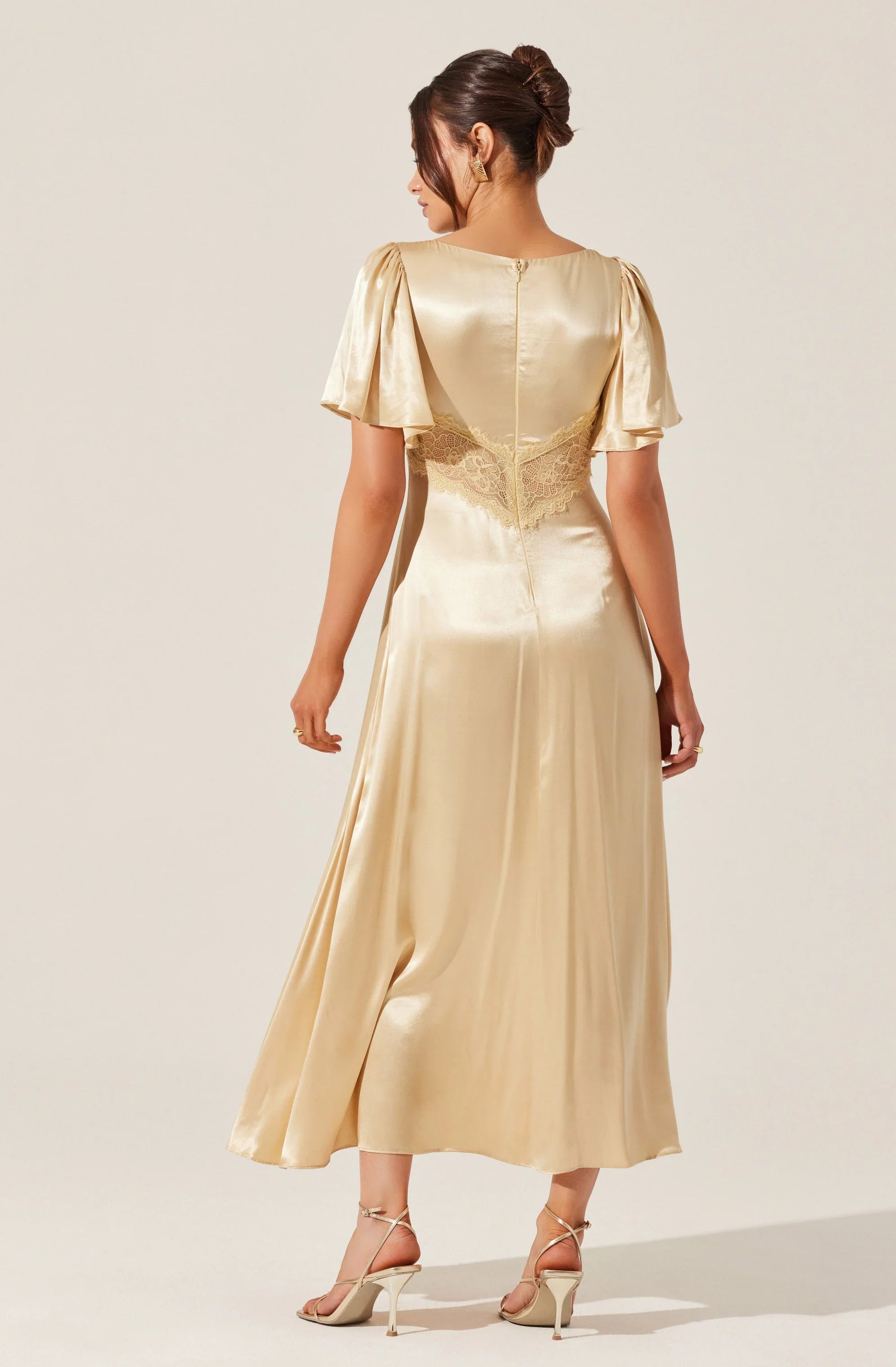 Lbruh Aurelia Satin V-Neck Midi Dress