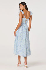 Inixyf Wedelia Ruffle Strap Eyelet Corset Midi Dress