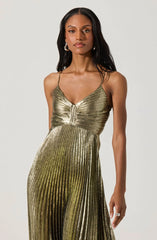 Lbruh Blythe Metallic Plisse Midi Dress