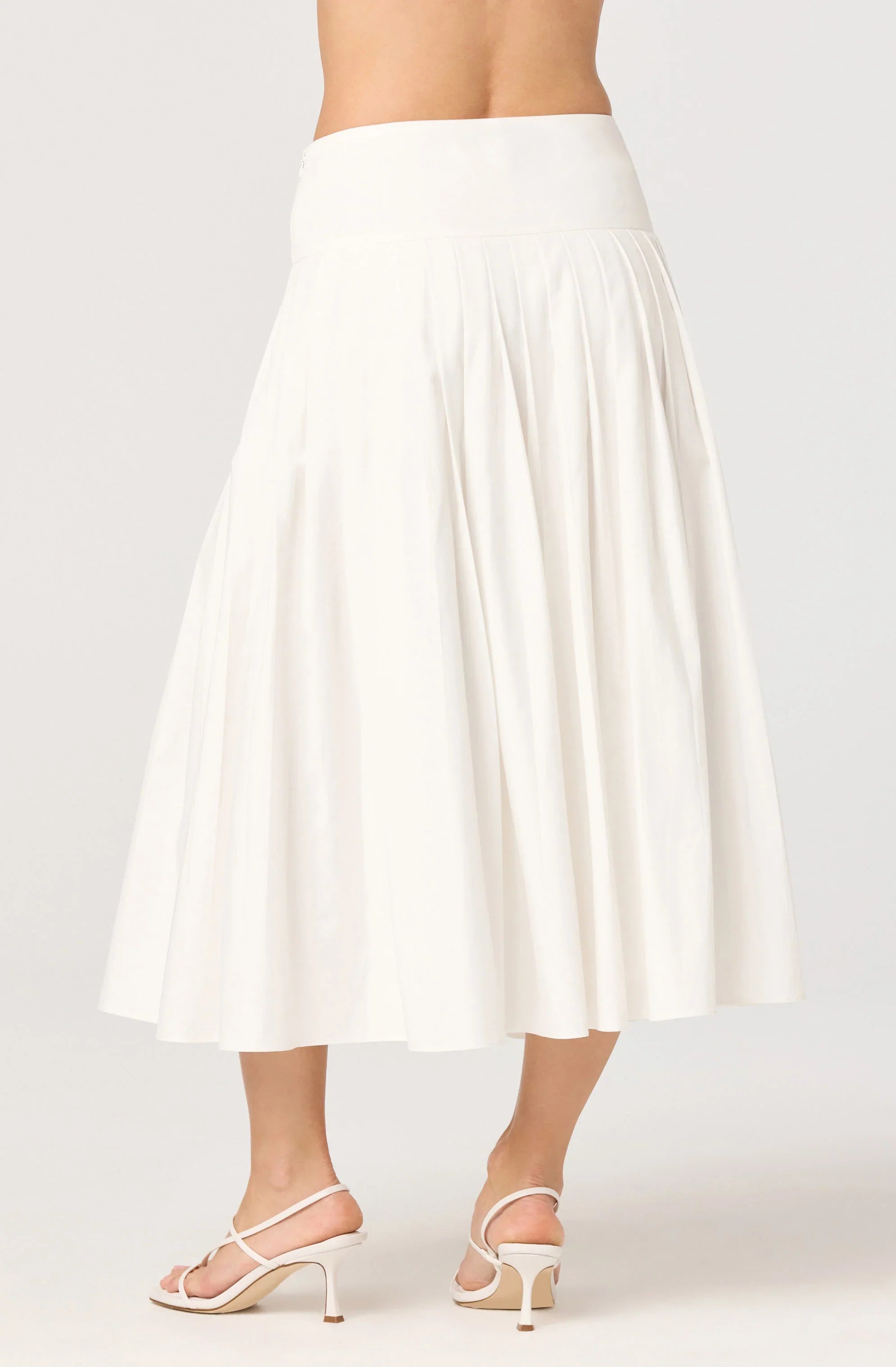 Inixyf Aubrianna Pleated Drop-Waist Midi Skirt