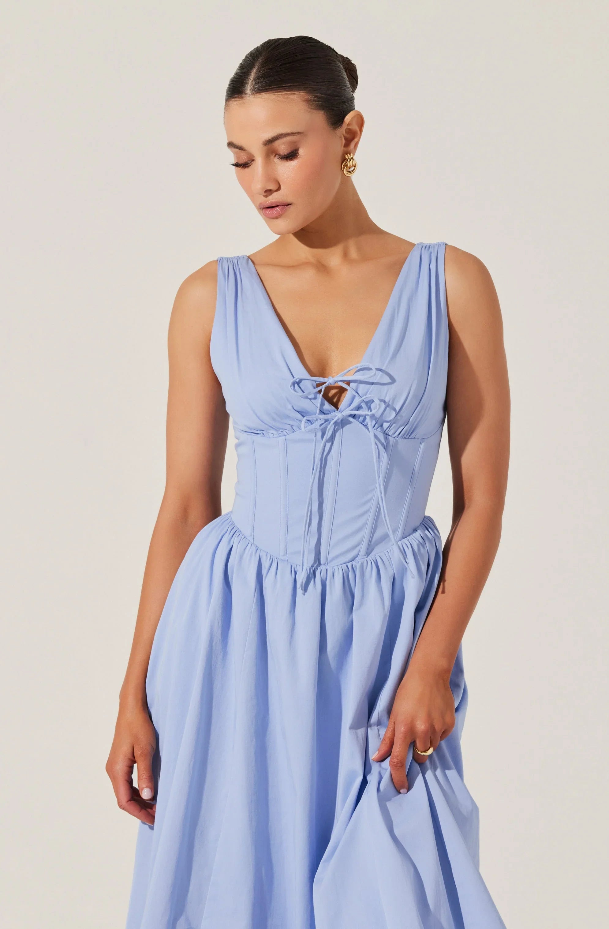Lbruh Maili Corset Poplin Midi Dress
