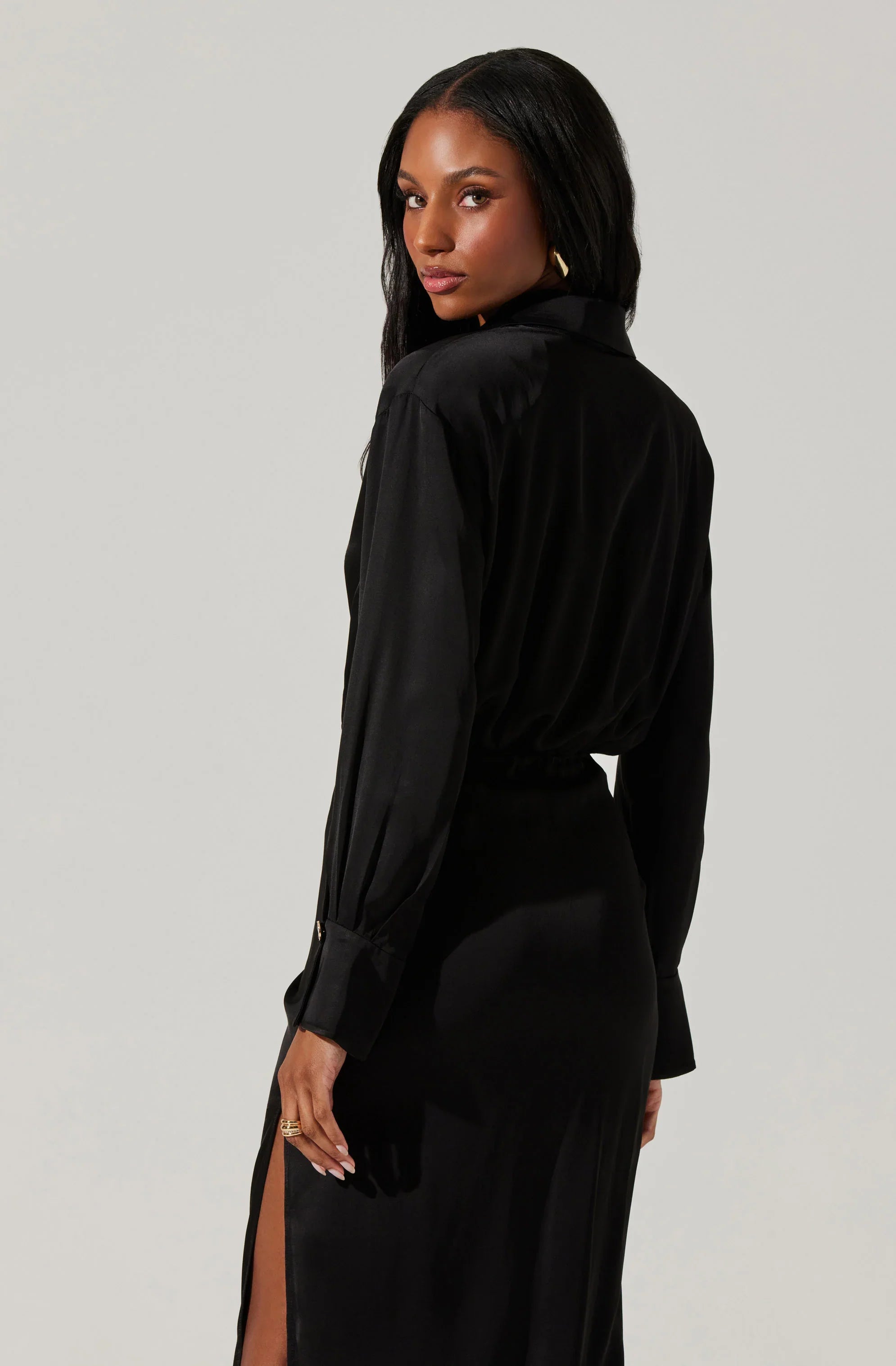 Lbruh Elizabello Satin Midi Shirt Dress