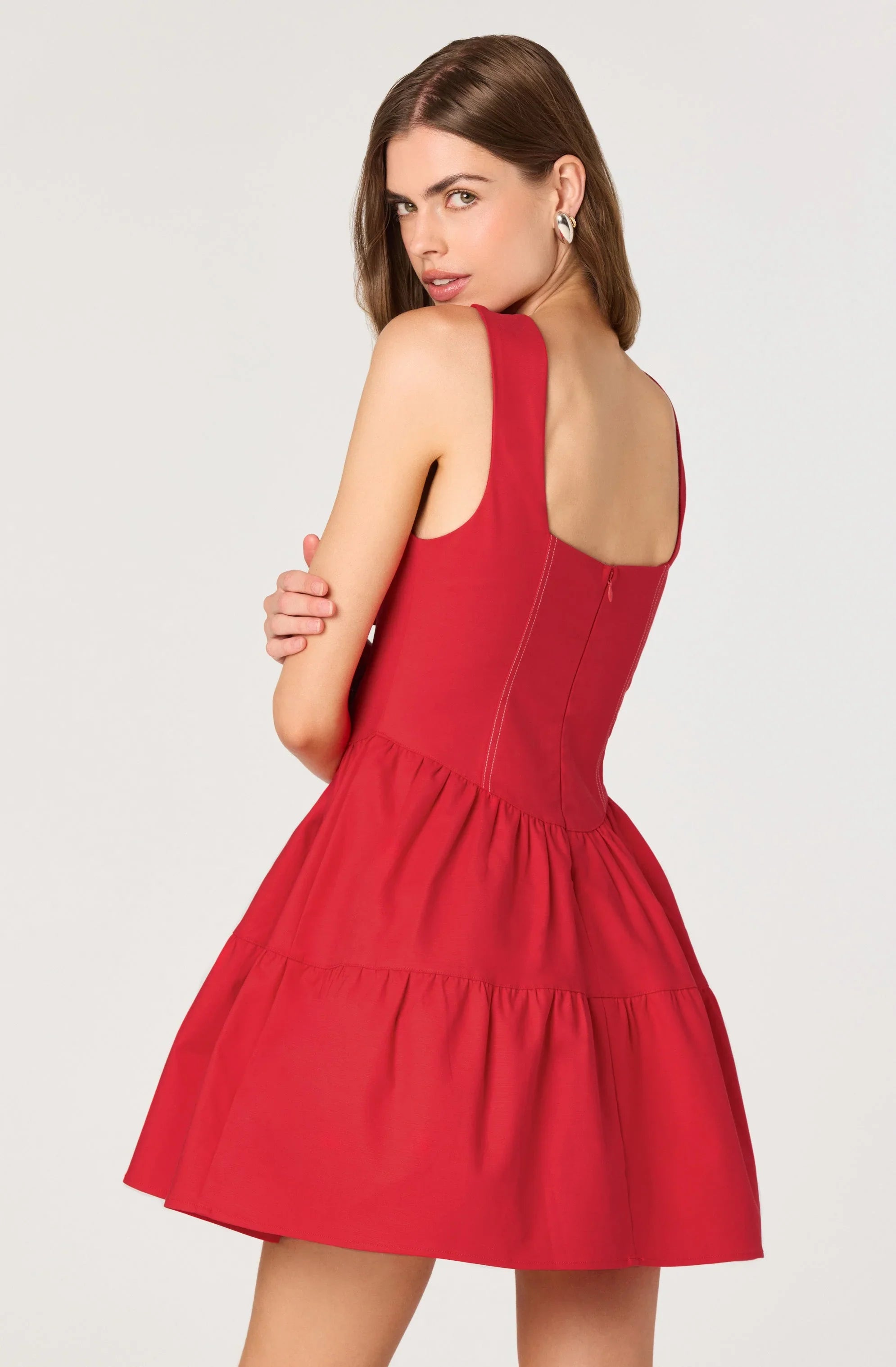 Lbruh Tiered Stitch Detail Mini Dress