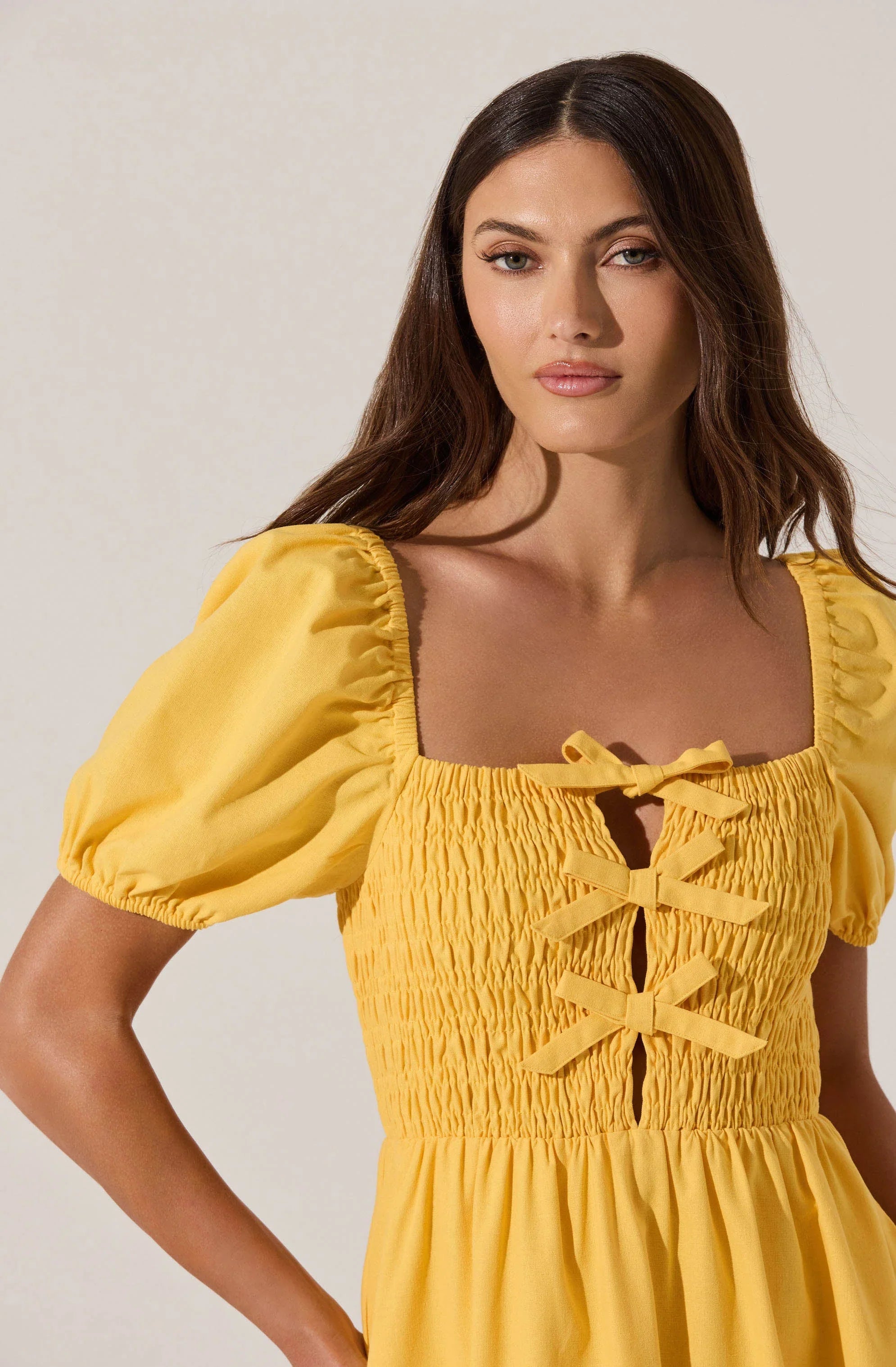 Lbruh Smocked Bow Midi Dress