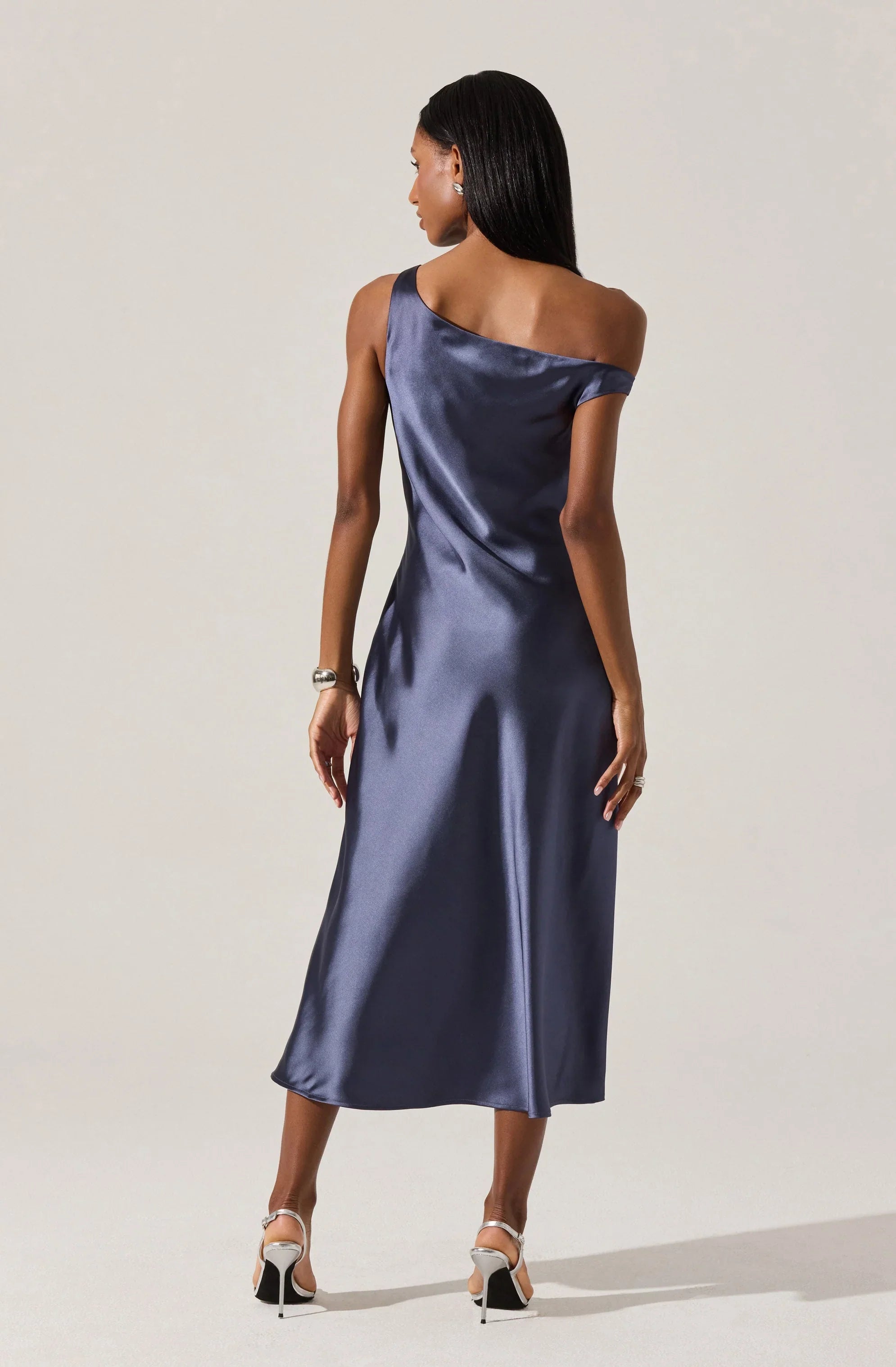 Lbruh Elain Satin Off Shoulder Midi Dress