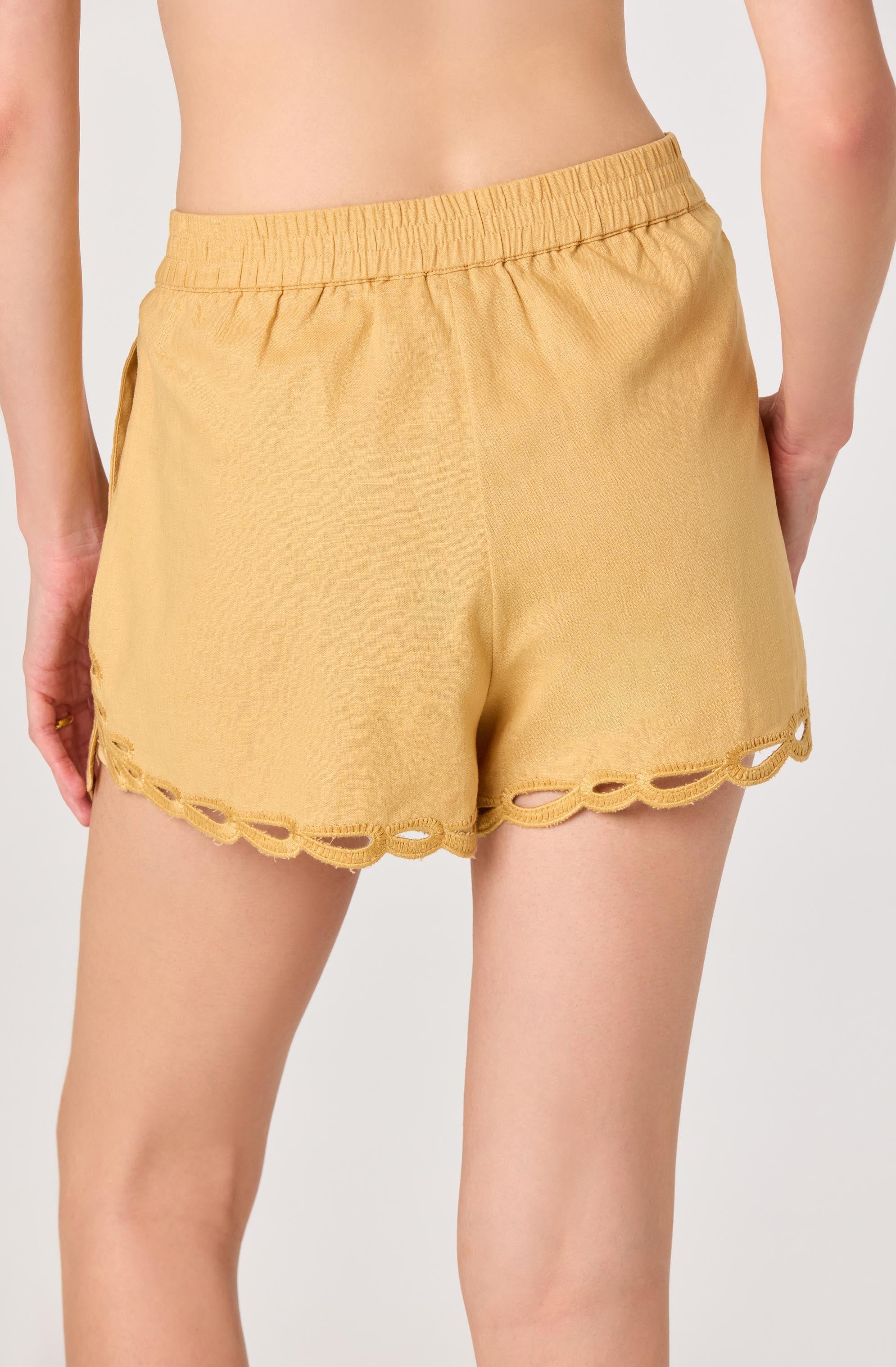 Inixyf Joellyn Embroidered Cutwork Linen Shorts