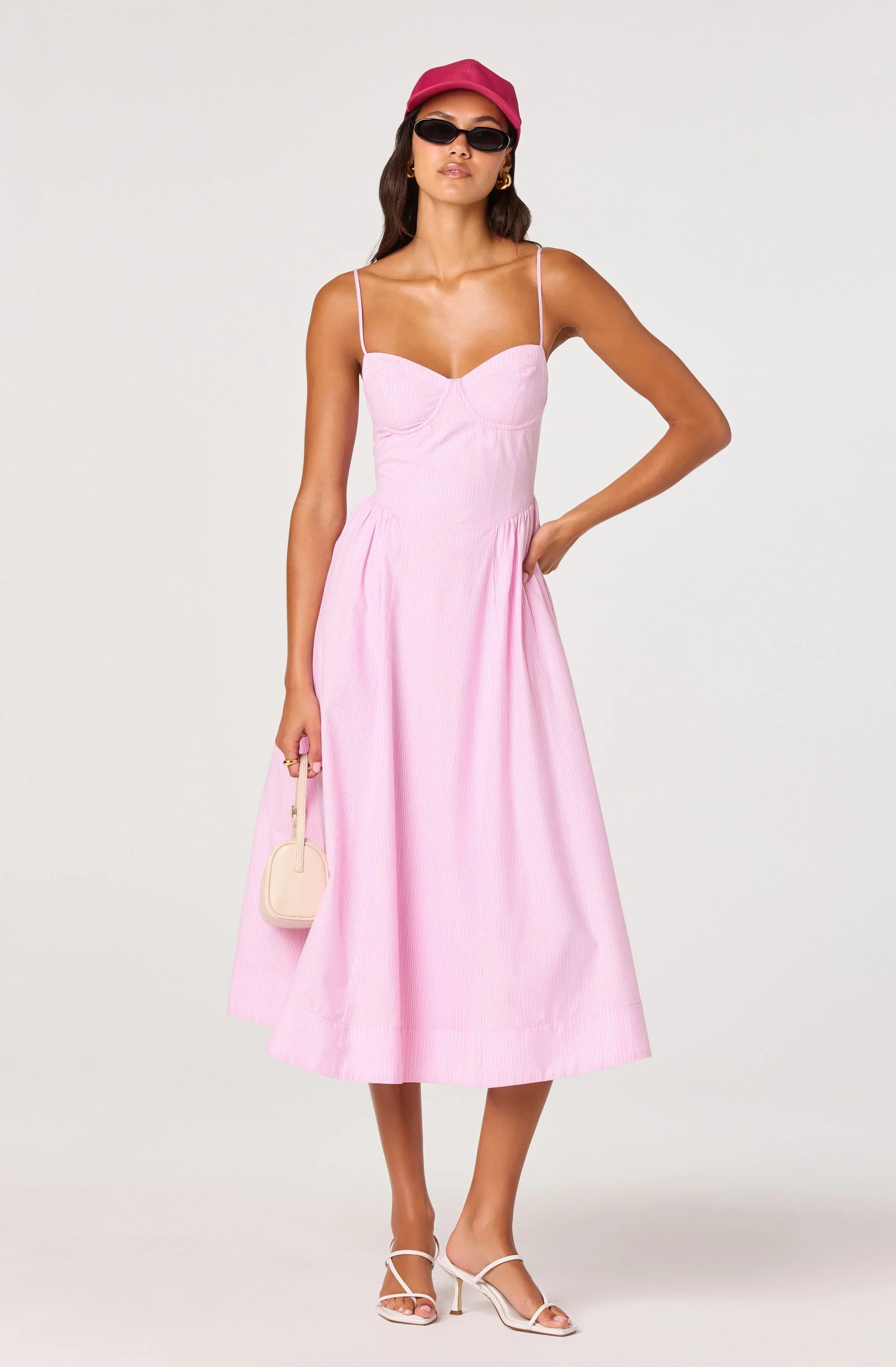 Inixyf Bellamy Striped Sweetheart A-Line Midi Dress
