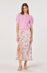 Inixyf Ananda Floral Bias-Cut Ruffle Midi Skirt