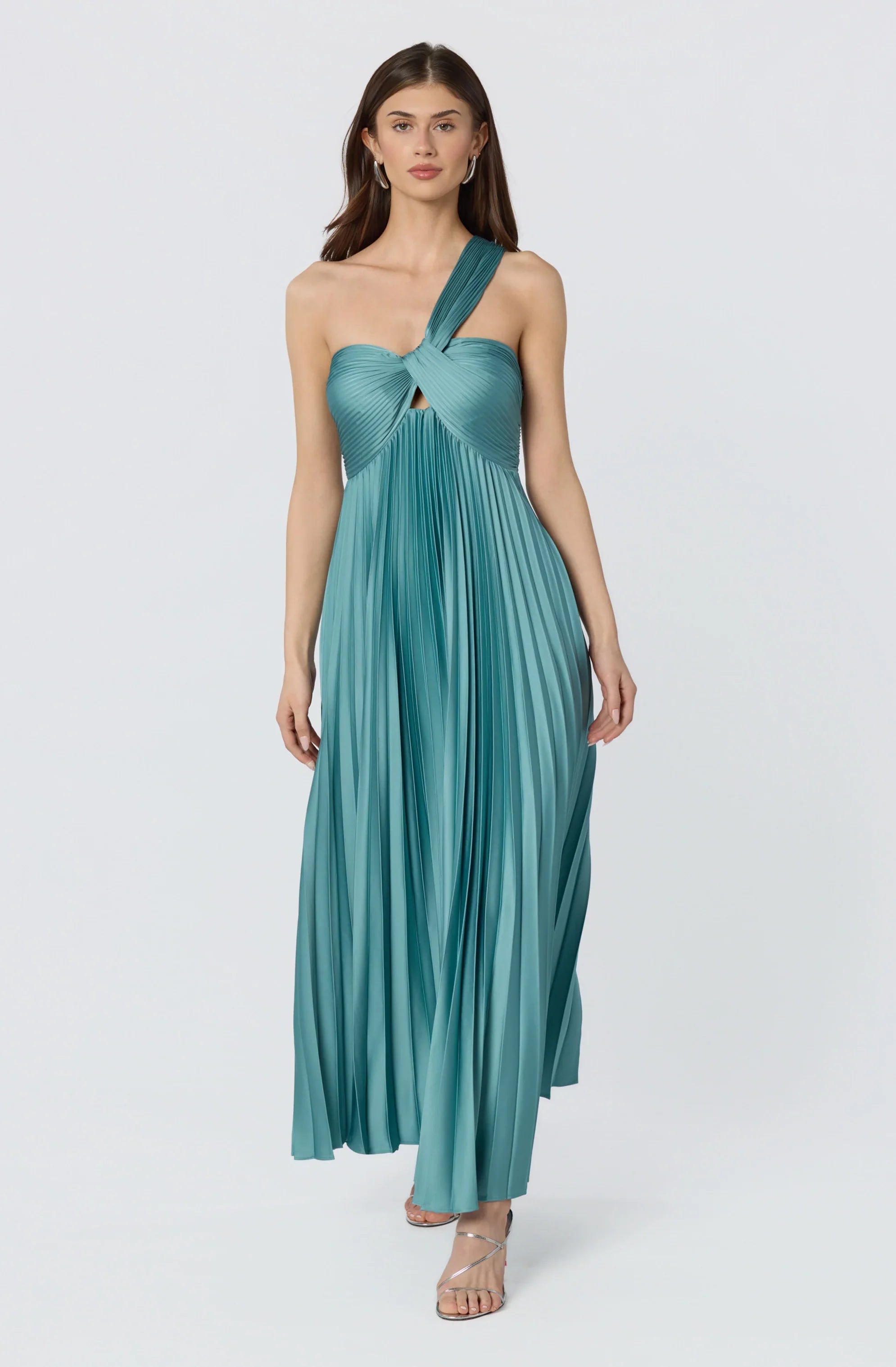Inixyf Rasya One-Shoulder Pleated Maxi Dress