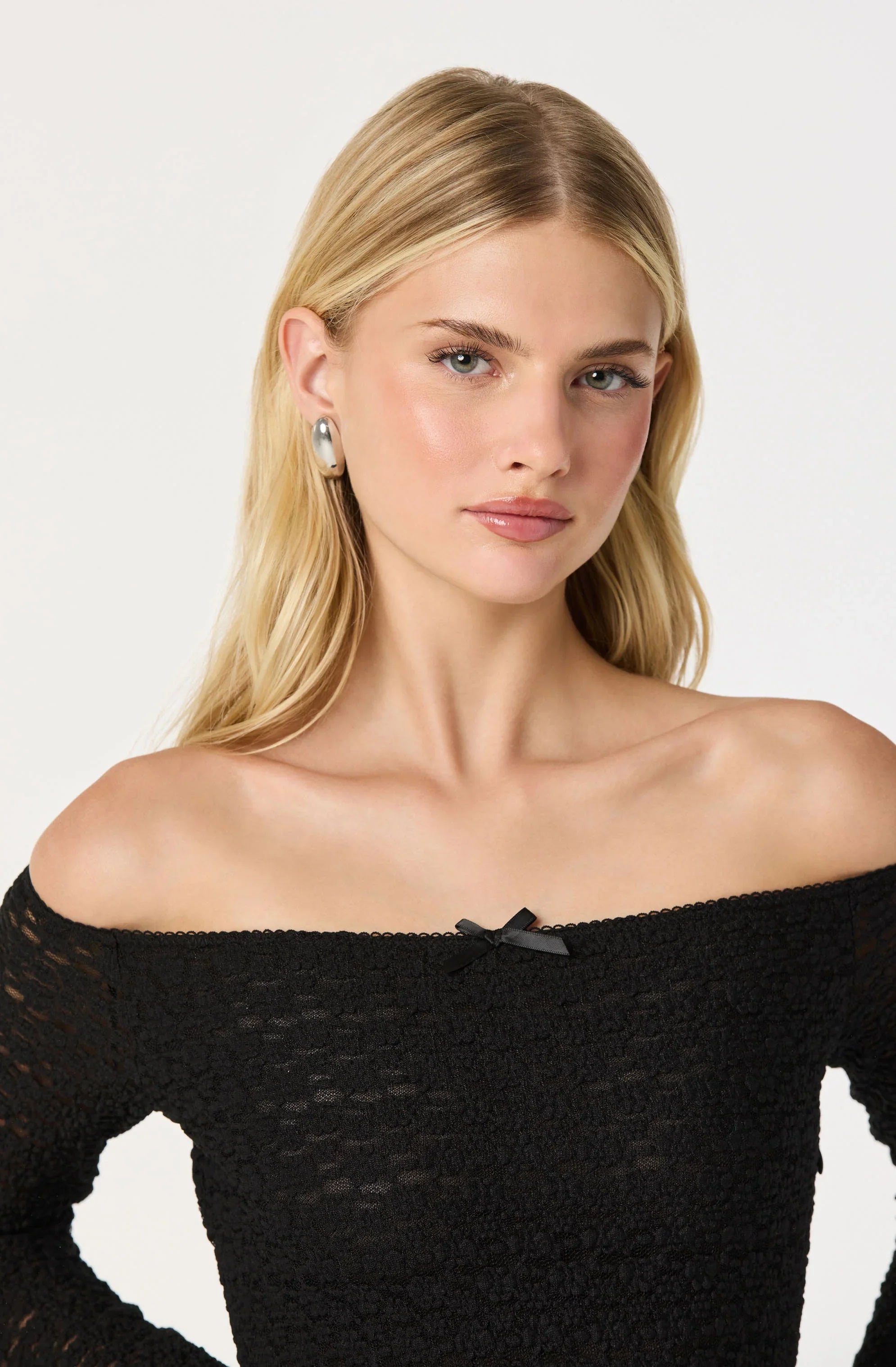 Lbruh Off Shoulder Mixed Media Dress
