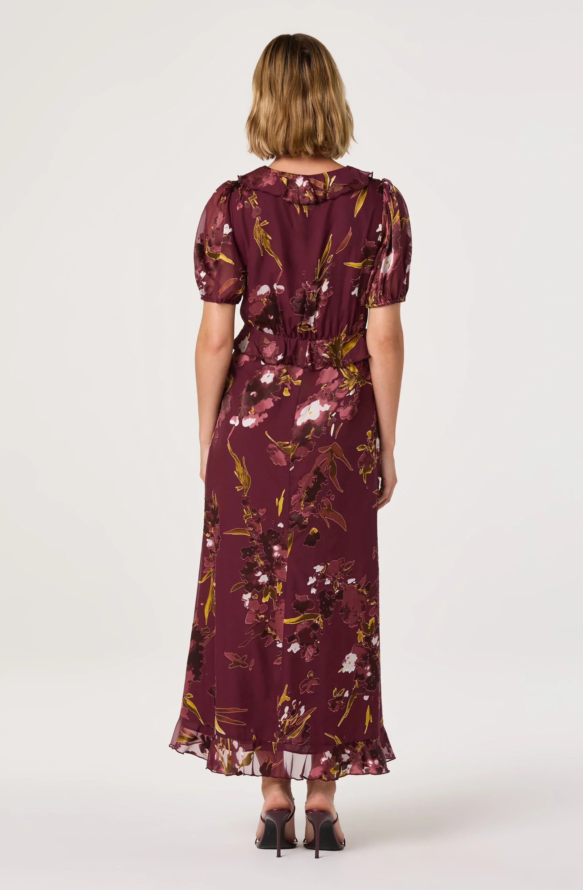 Lbruh Bennet Floral Ruffle Trim Midi Dress