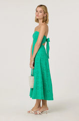 Lbruh Eyelet Strapless Midi Dress