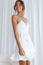 Khandi Wrap Ruffle Dress White