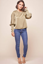 Westminster Leg-of-Mutton Sleeve Blouse Olive