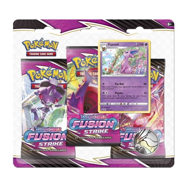 Pokémon TCG: Sword & Shield-Fusion Strike 3 Booster Packs, Coin & Espeon Promo Card