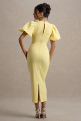 Dakota | Lemon Puff-Sleeve Midi Dress