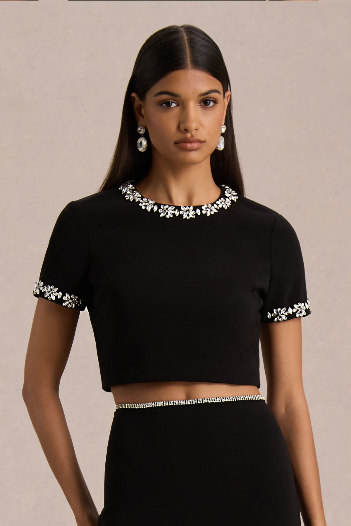 Salma | Black Hand-Embellished Top