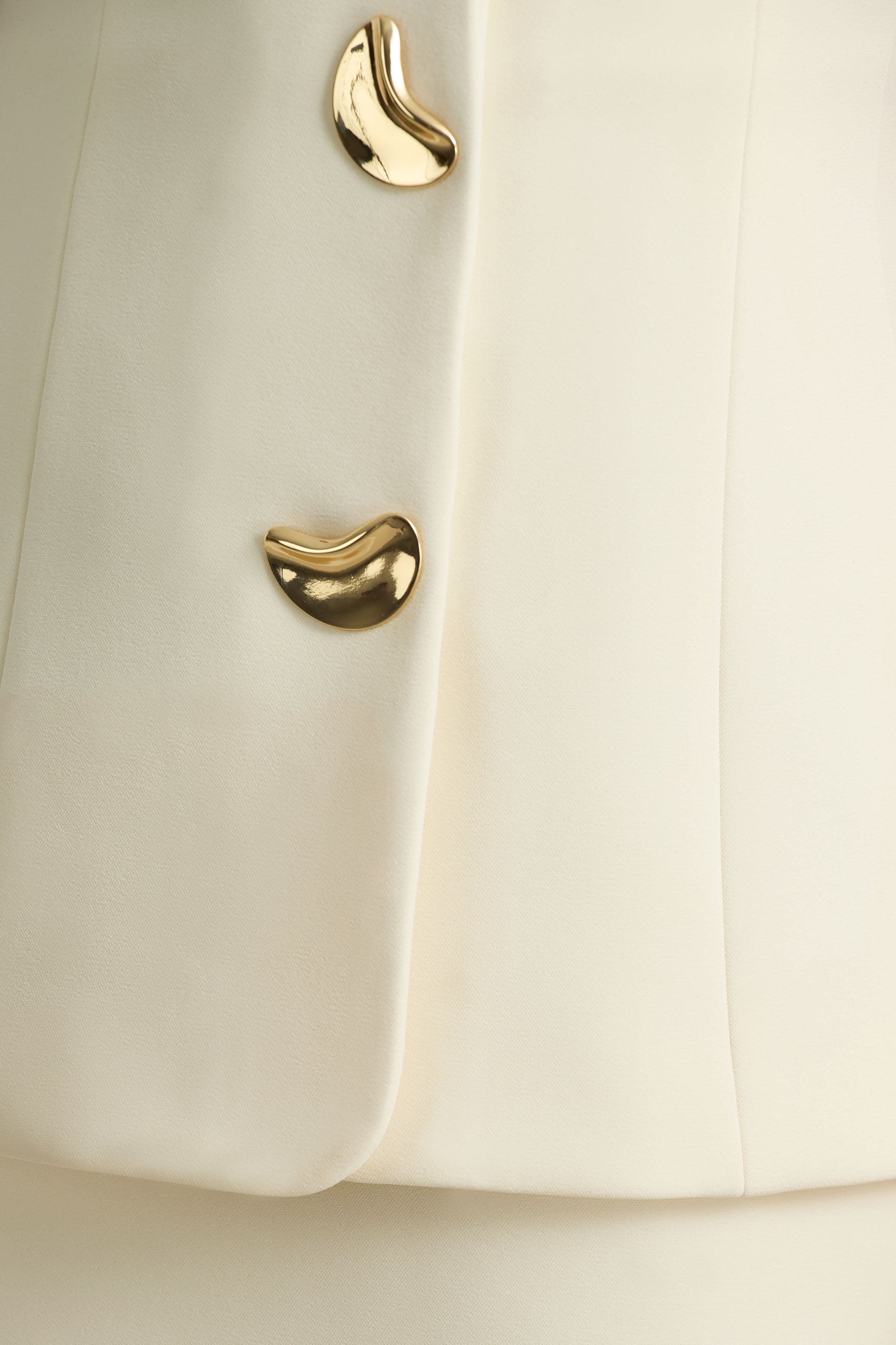 Angel | Cream Plunge-Neck Tailored Mini Dress With Gold-Detailing