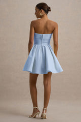 Bruna | Powder Blue Bandeau Skater Mini Dress