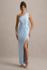 Galene | Powder Blue Asymmetric Wrap Maxi Dress