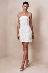 Paulina | White Embellished Bandeau Mini Dress