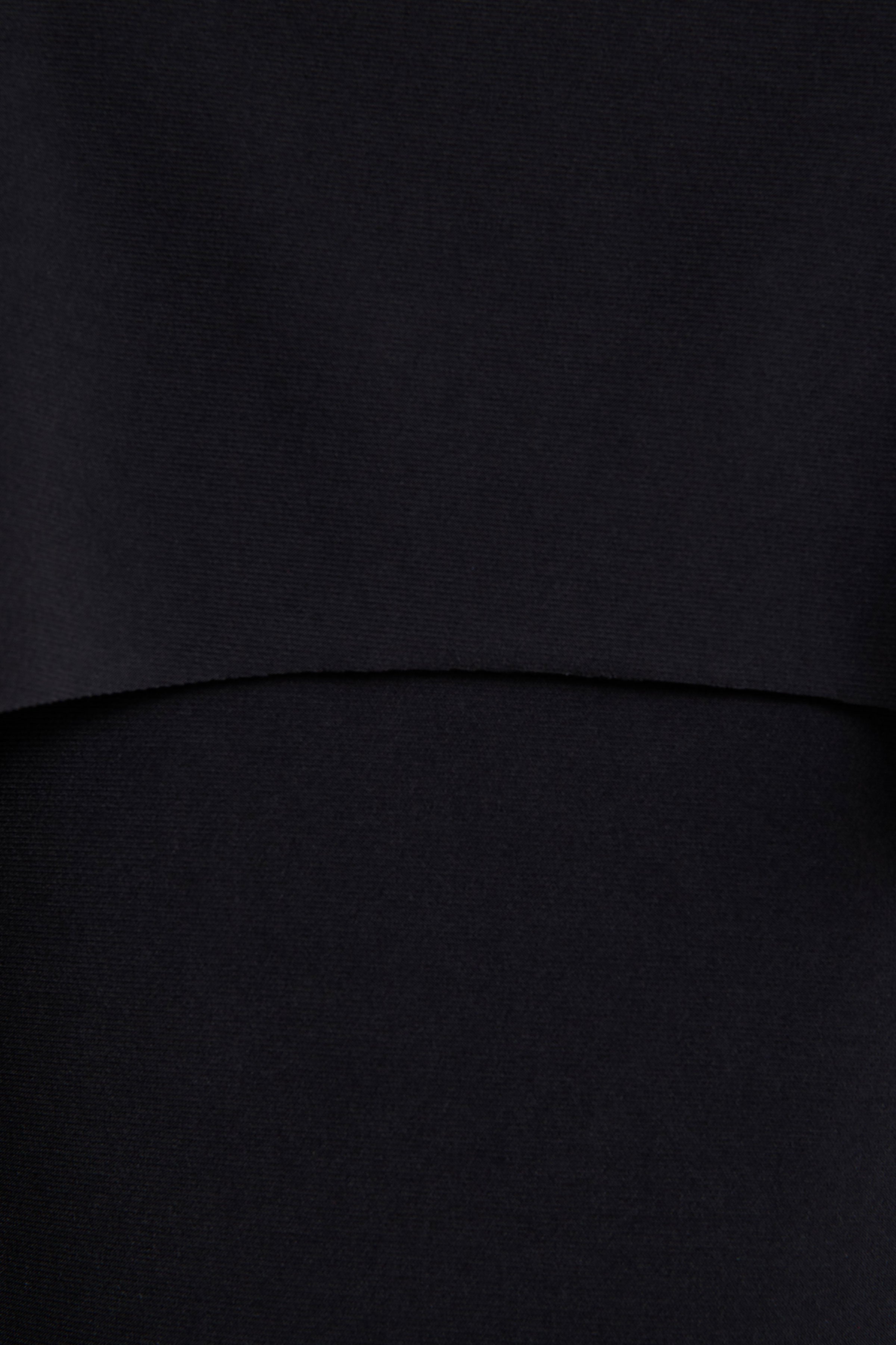 Kalani | Black Crew-Neck Midi Dress With Cape-Sleeves