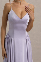 Jonas | Lilac Plunge-Neck Maxi Dress With Cami Straps