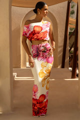 Clara | Large Multi Placement Floral Print Maxi Skirt