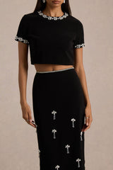 Salma | Black Hand-Embellished Top