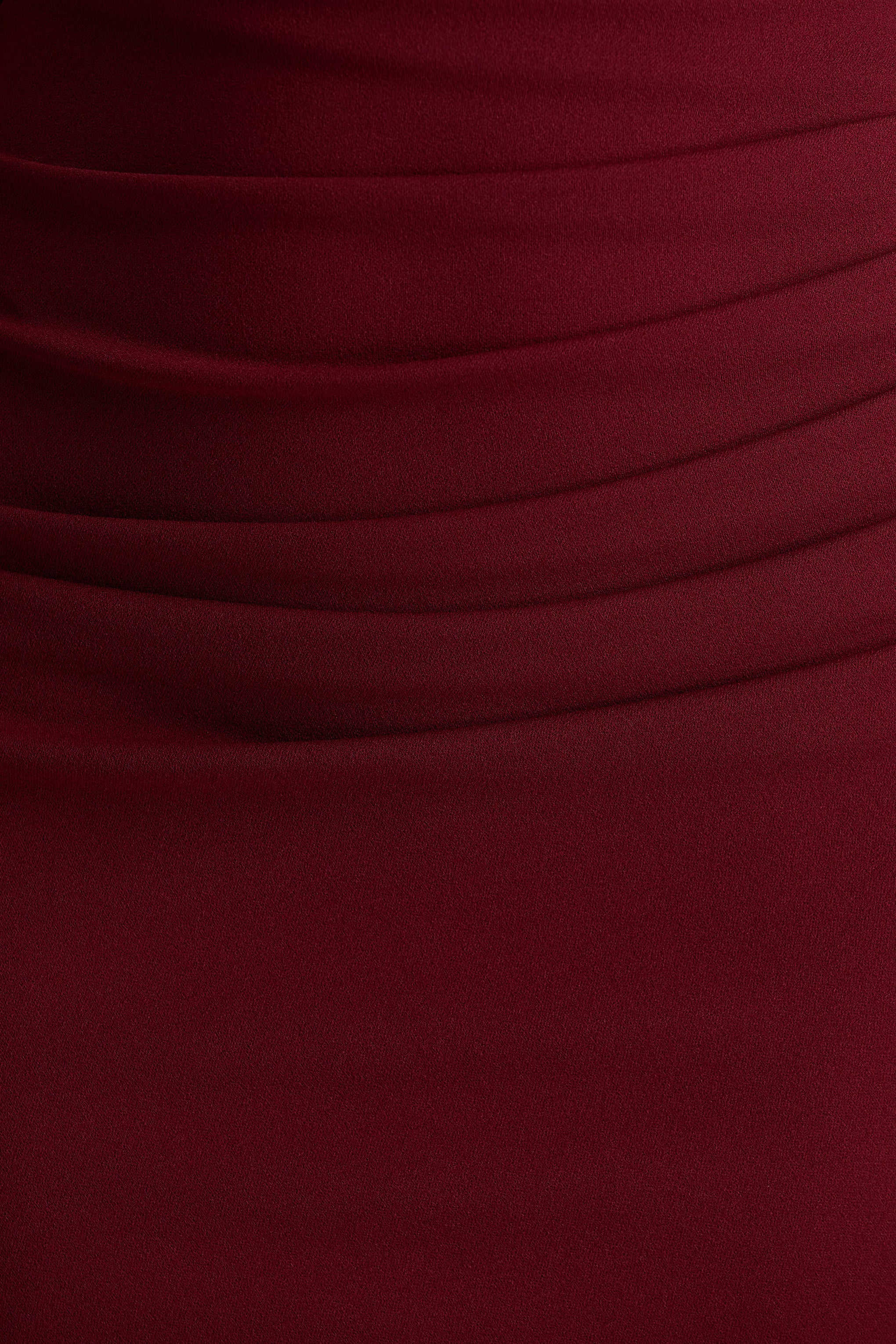 Leah | Burgundy Asymmetric-Neck Midi Dress With Cape-Sleeve