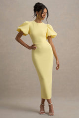 Dakota | Lemon Puff-Sleeve Midi Dress