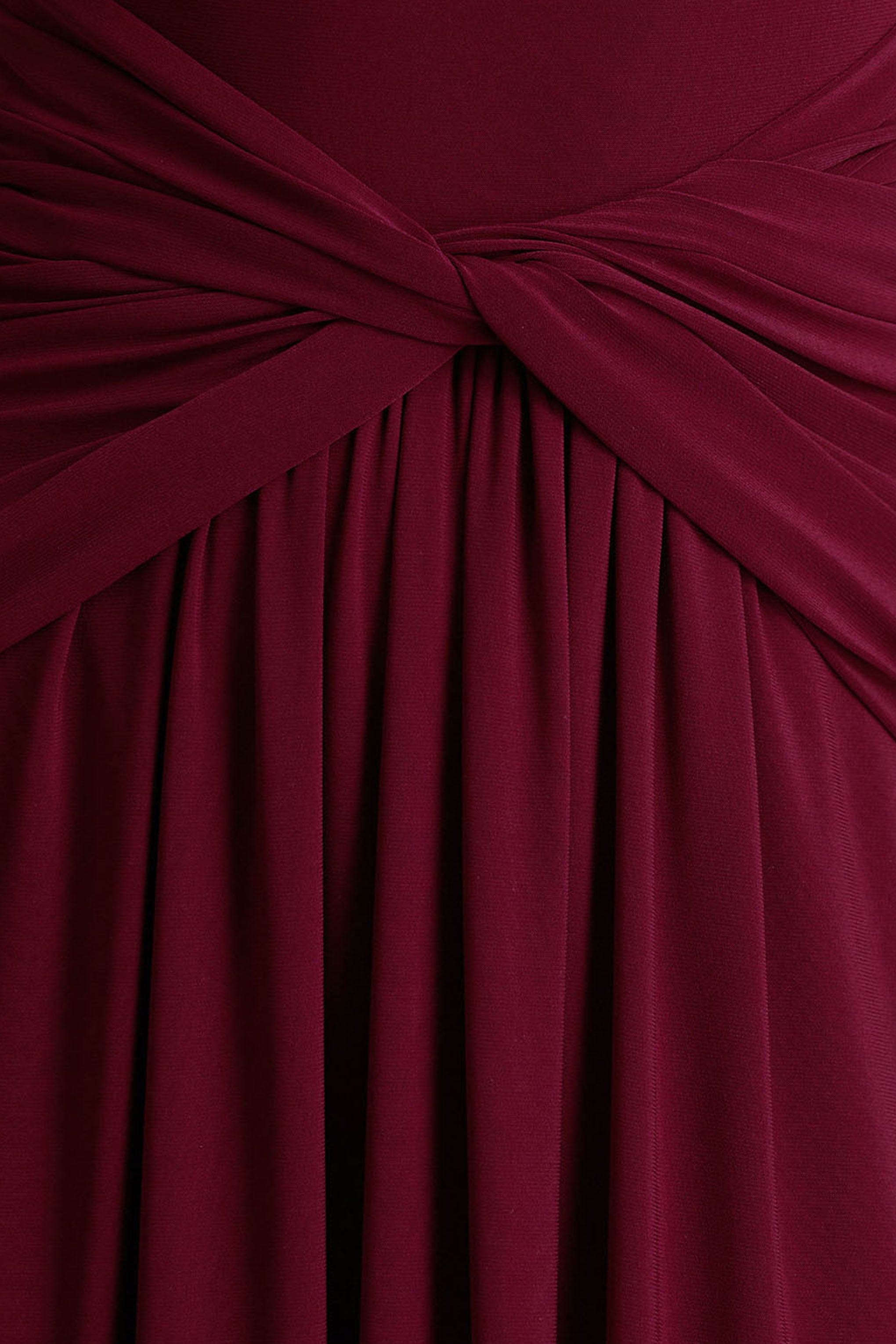 Estrella | Berry High-Neck Maxi Dress With Ruched Detailing