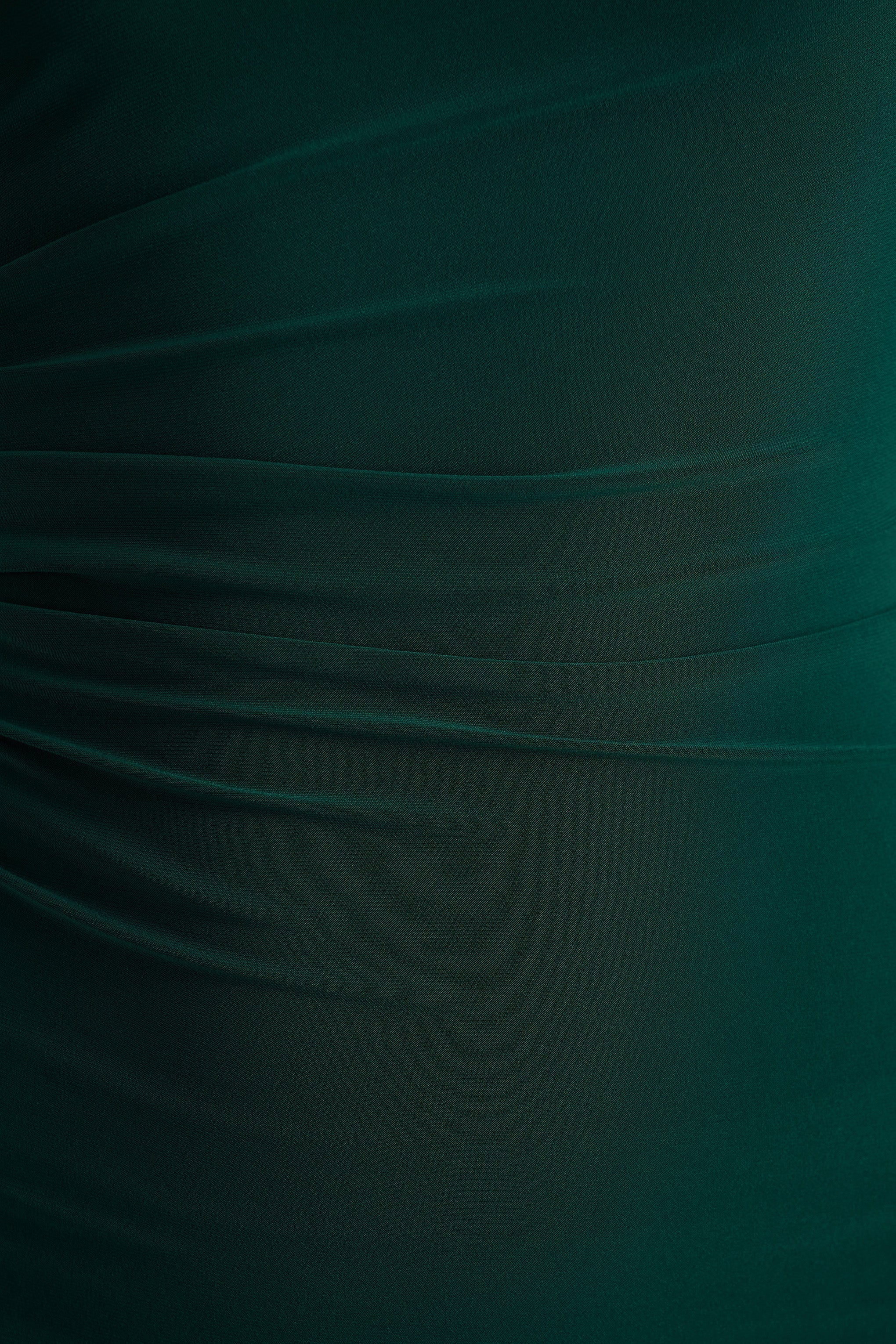 Eden |  Bottle Green High-Neck Maxi Dress With Ruched Detailing