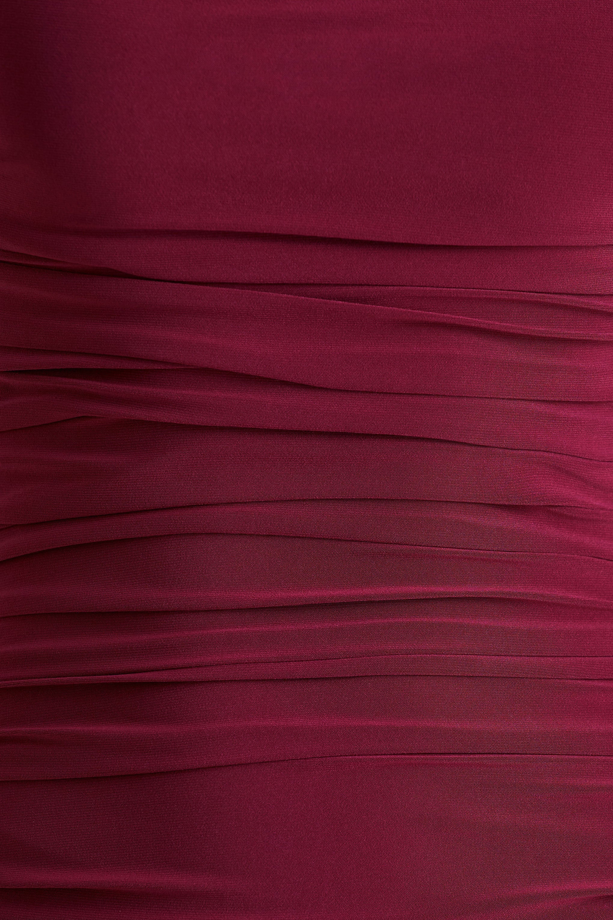 Aniyah | Burgundy Slashed-Neck Maxi Dress With Ruched Detailing
