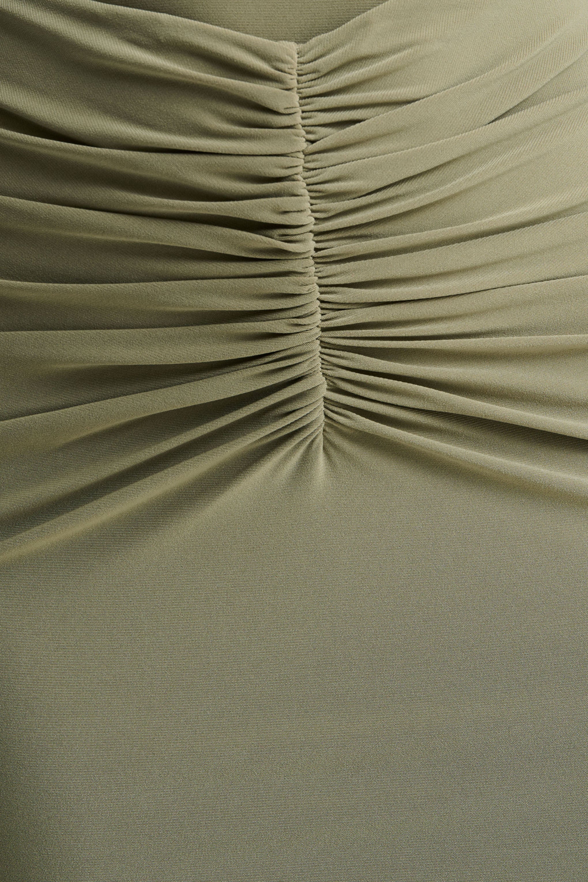 Persis | Olive High-Neck Maxi Dress With Gathered Detailing