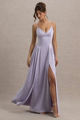 Jonas | Lilac Plunge-Neck Maxi Dress With Cami Straps