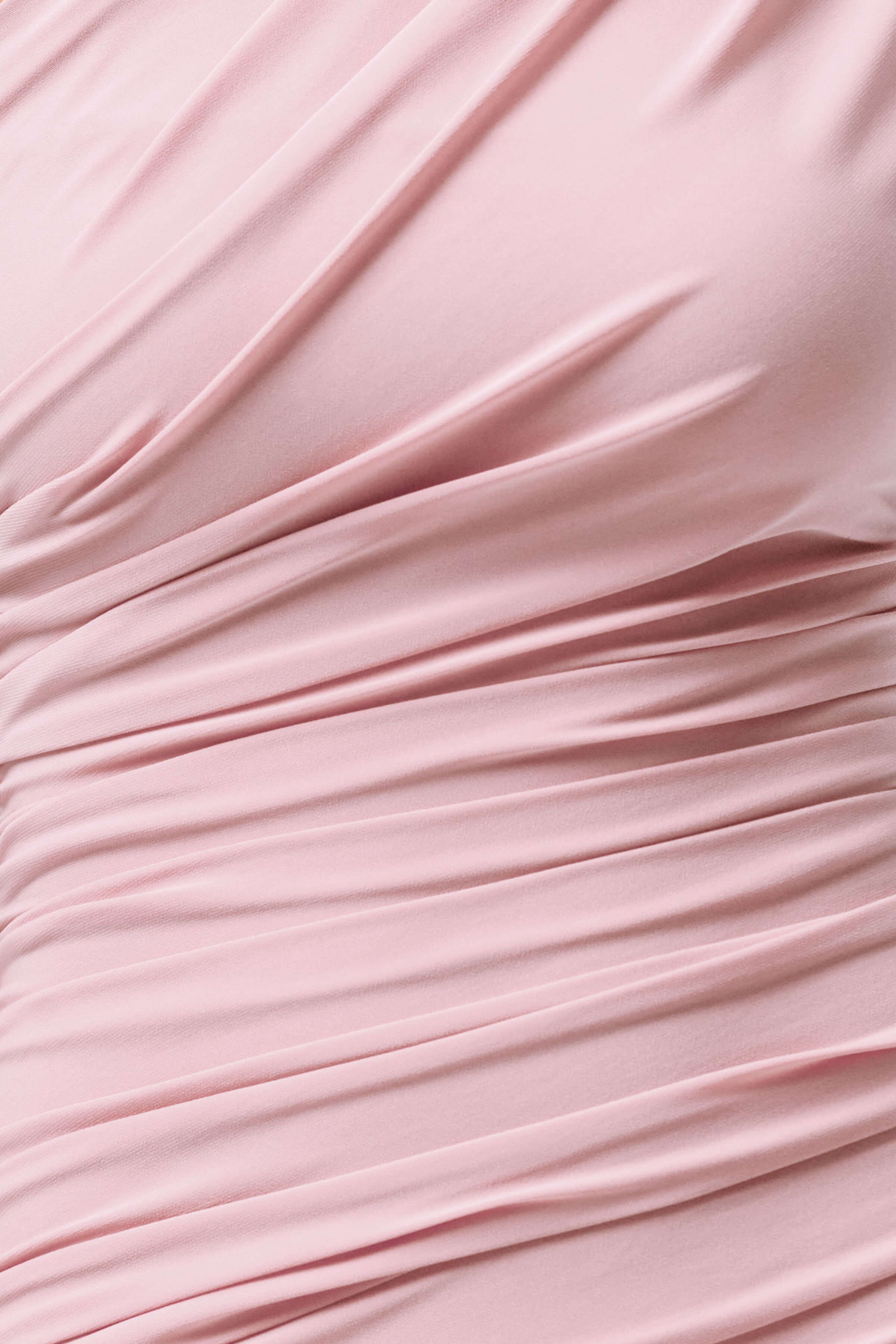 Mardi | Pink Asymmetric Maxi Dress With Ruching